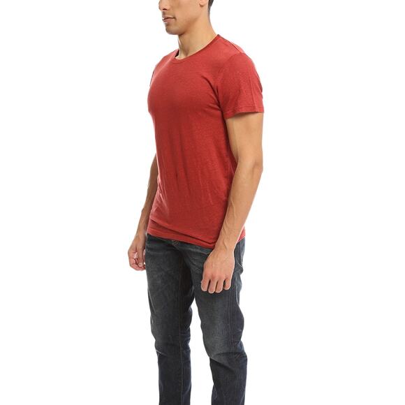 IRO Red 100% Linen Short Sleeve Crewneck Solid T-Shirt Men’s Size Large - Picture 2 of 9